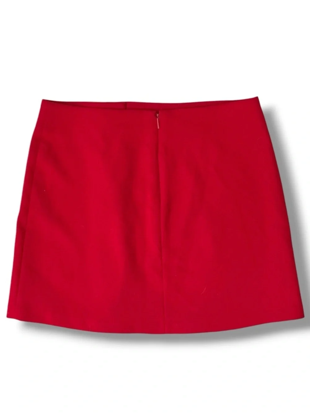 MNG Suit Straight Mini Skirt Classic Buttoned Front Kick Pleat Red Size Size 10